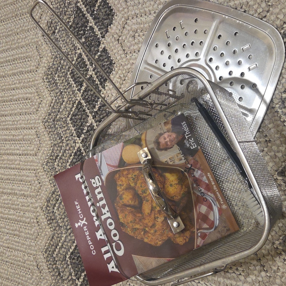 COPPER CHEF wire mesh fryer basket, steamer rack and food press accessories, NEW